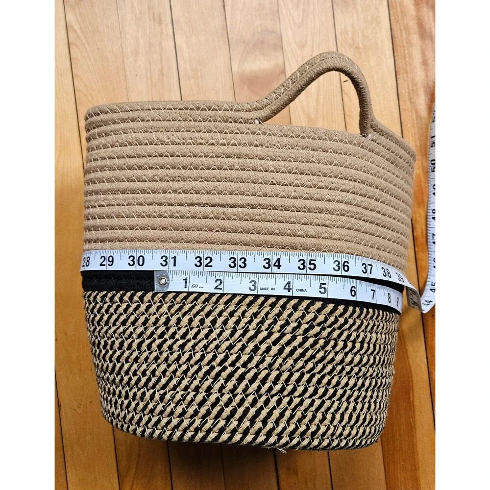Modern Woven Cotton Rope Plant Basket / Storage Bin with Plastic Liner (10